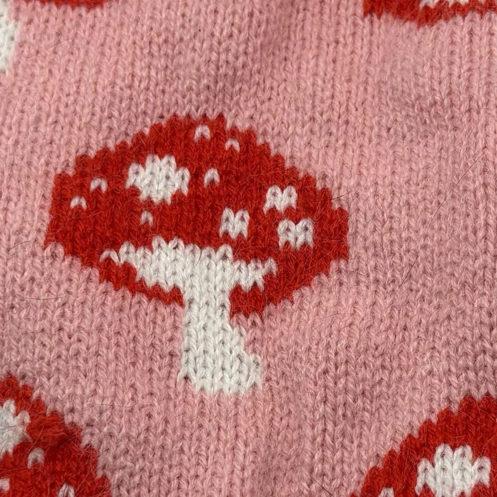 Wan Talk Dog Sweater Pink Red Mushroom Knit Turtleneck Pet Clothes 14